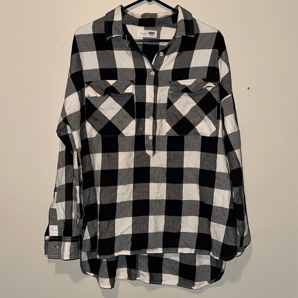 Old Navy Black/White Buffalo Check Flannel